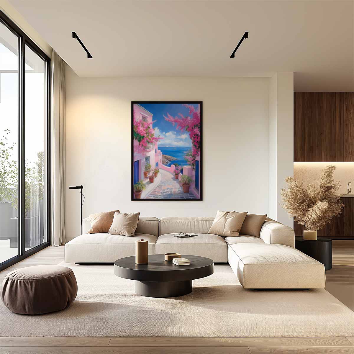 Romantische Middellandse Zee Straat Kunstwerk-canvas-dibond-plexiglas-wanddecoratie-WallArtistic