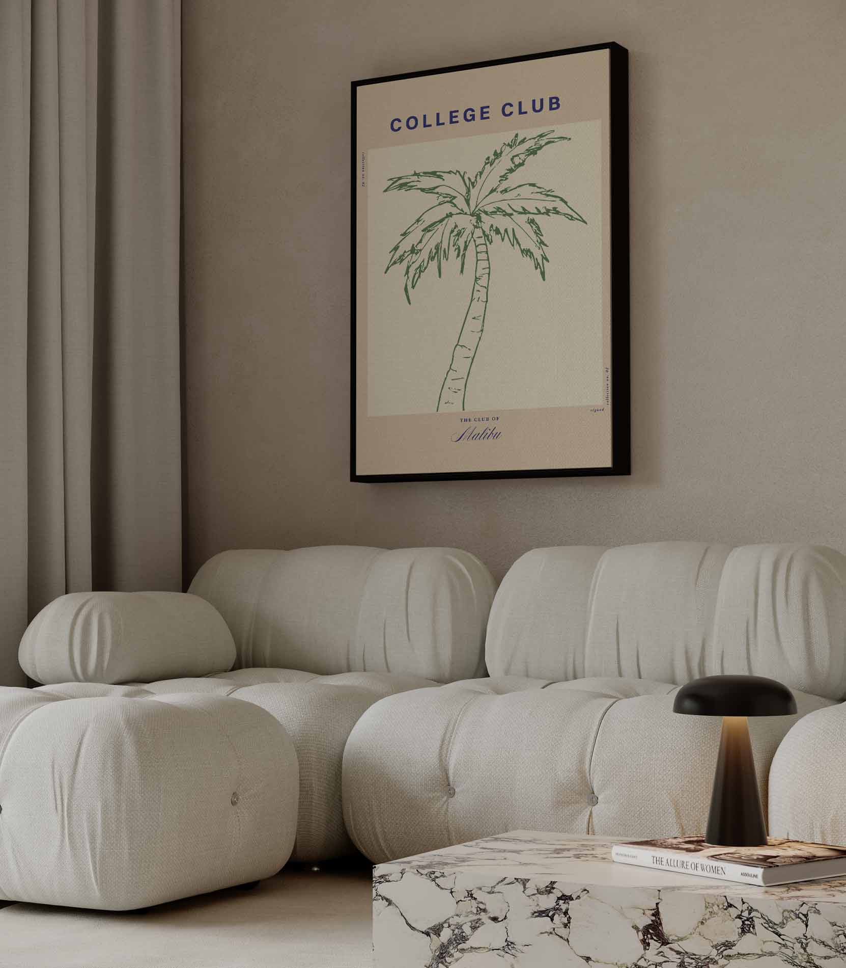 College Club Palmboom Art Print Kunstwerk-canvas-dibond-plexiglas-wanddecoratie-WallArtistic