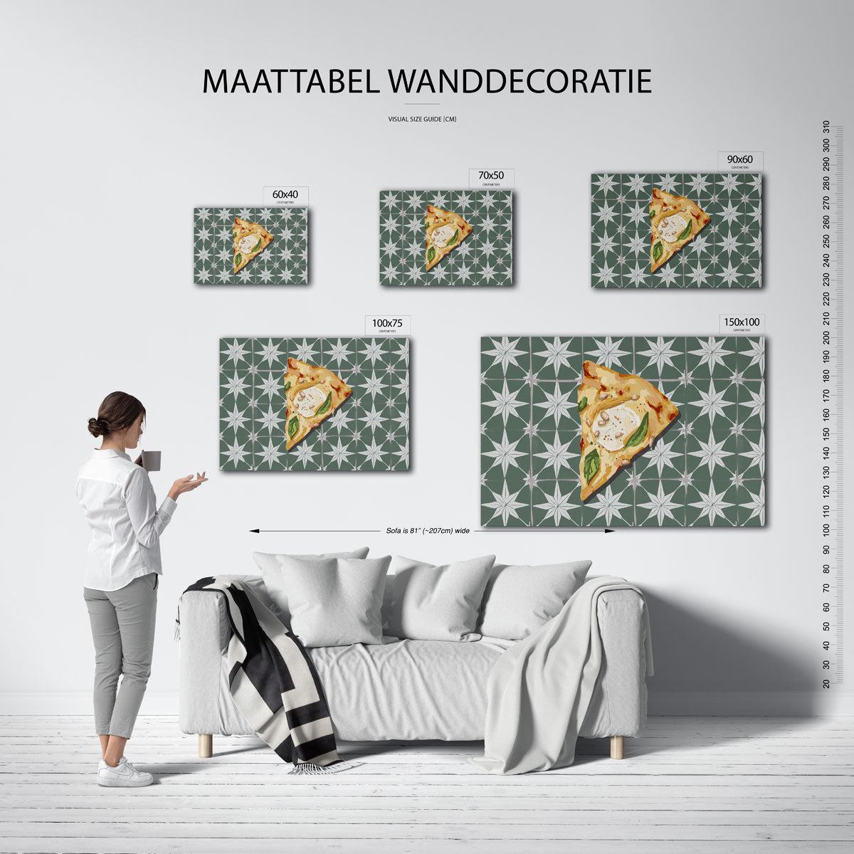 Grafische pizza illustratie Kunstwerk