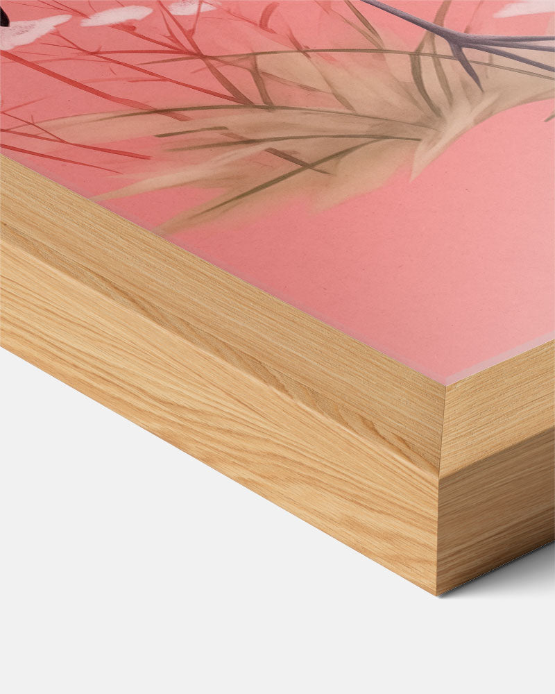 Elegante Kraanvogels op Roze Achtergrond Poster-WallArtistic
