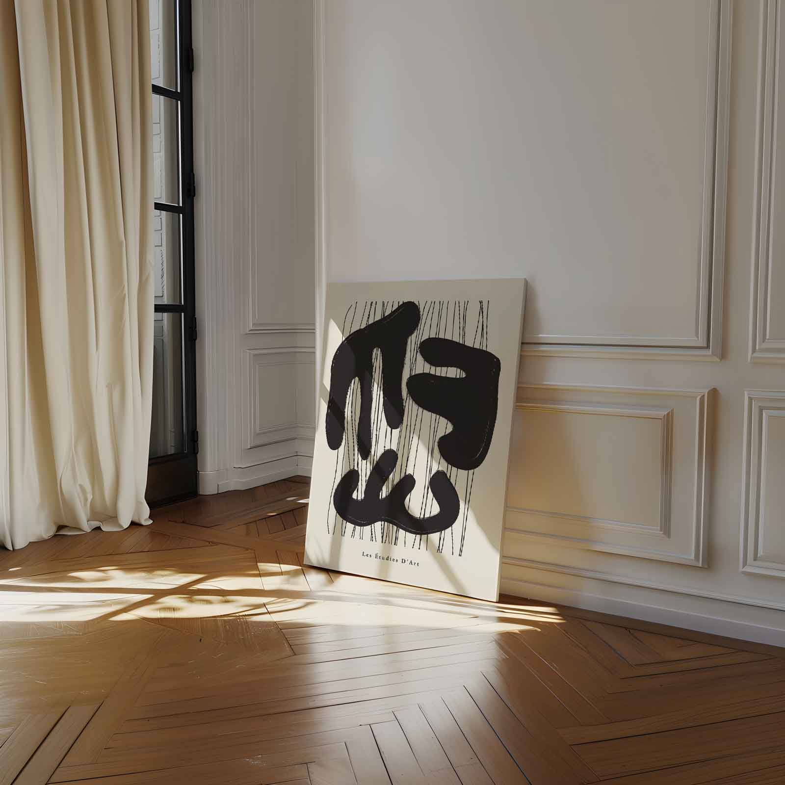 Organische Vormen in Zwart Kunstwerk-canvas-dibond-plexiglas-wanddecoratie-WallArtistic