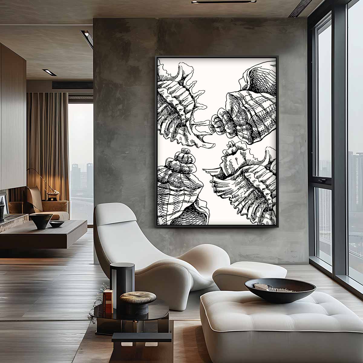 Schelpenschets op Zacht Canvas Kunstwerk-canvas-dibond-plexiglas-wanddecoratie-WallArtistic