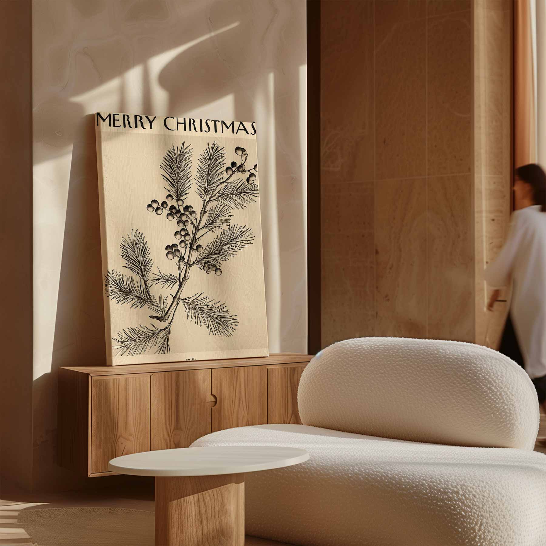 Vintage Kersttak Illustratie Kunstwerk-canvas-dibond-plexiglas-wanddecoratie-WallArtistic