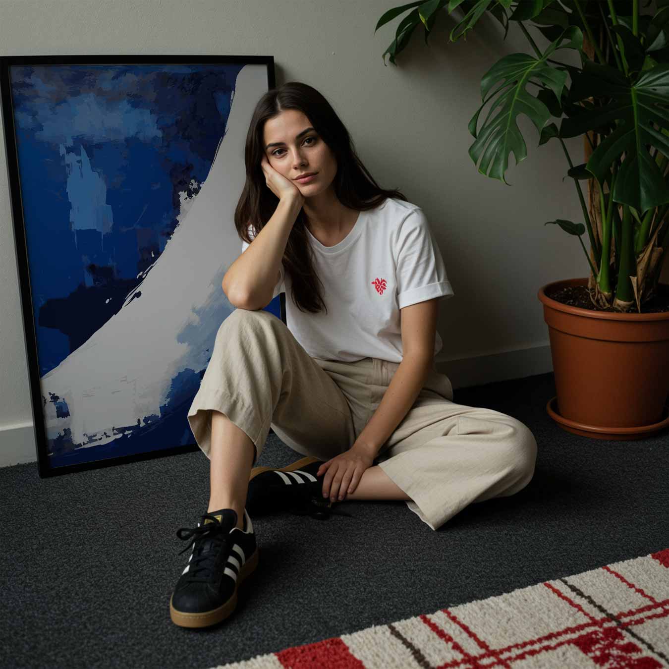 Abstracte Blauw-Witte Vleug Poster-WallArtistic