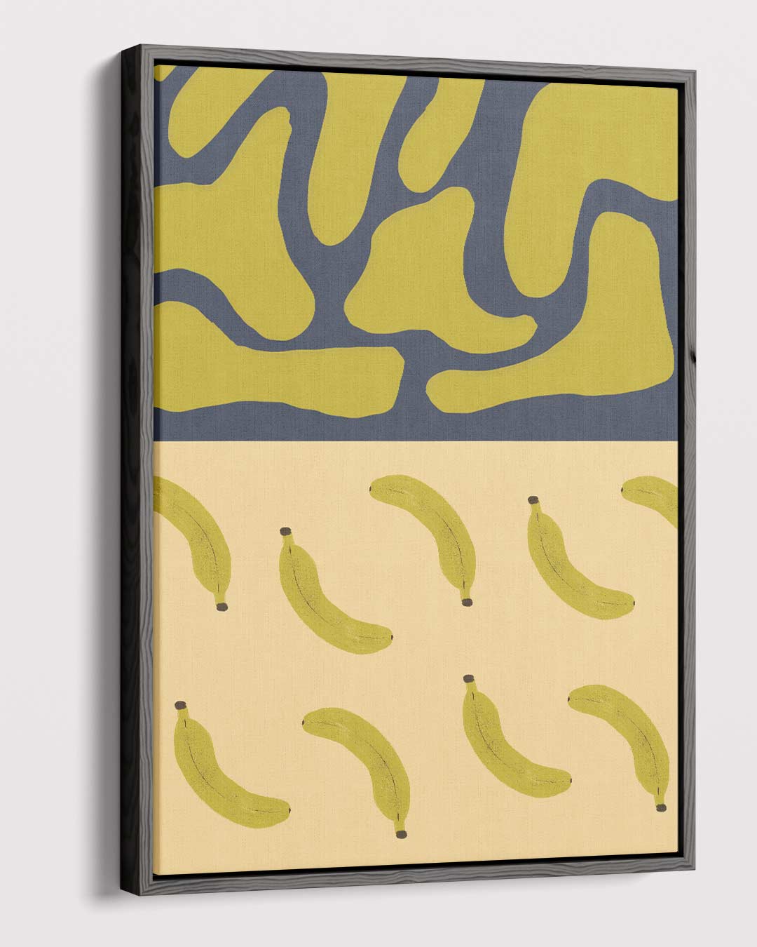 Bananenpatroon op Abstracte Blauwe Achtergrond Kunstwerk-canvas-dibond-plexiglas-wanddecoratie-WallArtistic