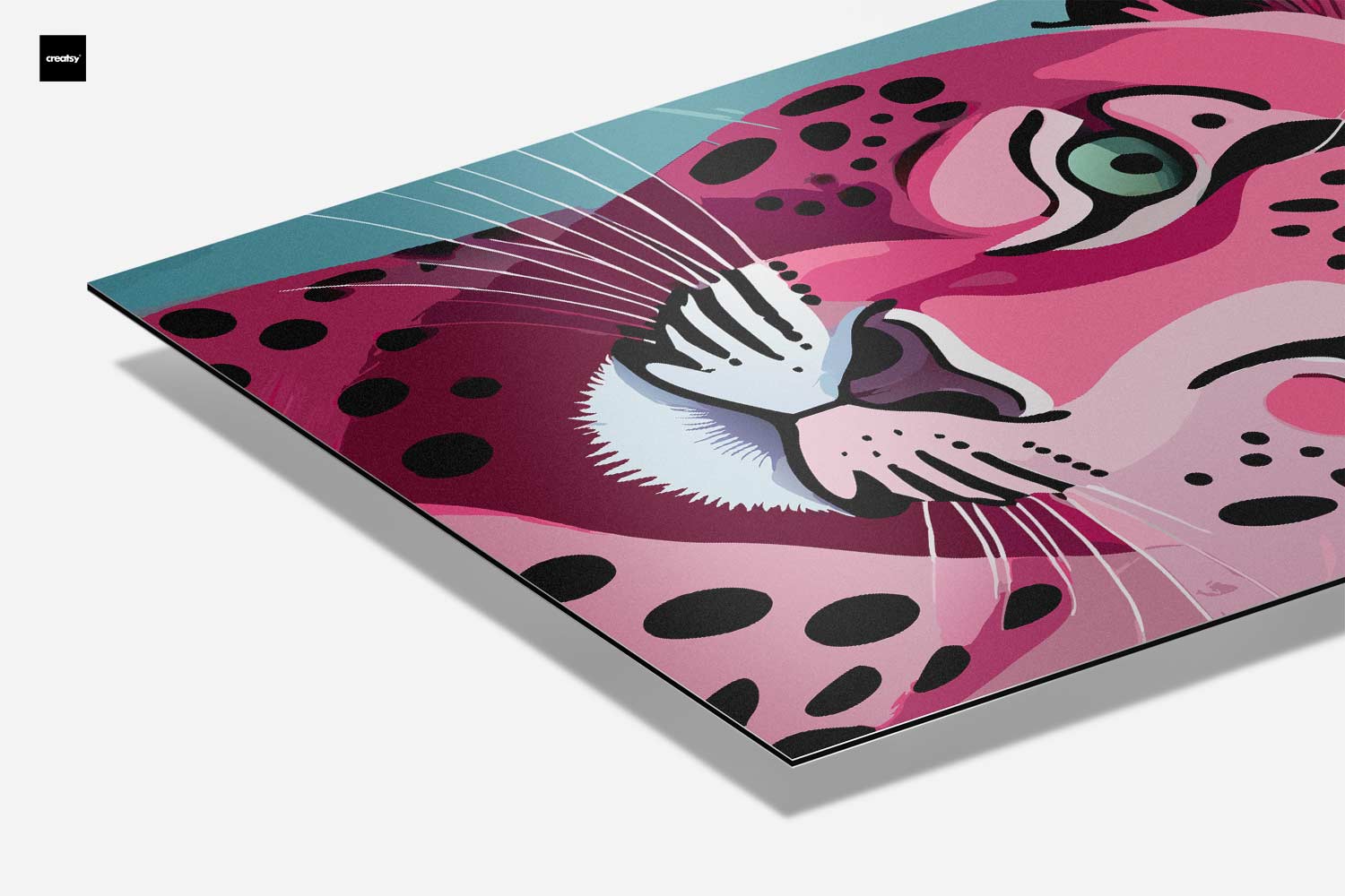Kleurrijke Luipaard Expressie Kunstwerk-canvas-dibond-plexiglas-wanddecoratie-WallArtistic