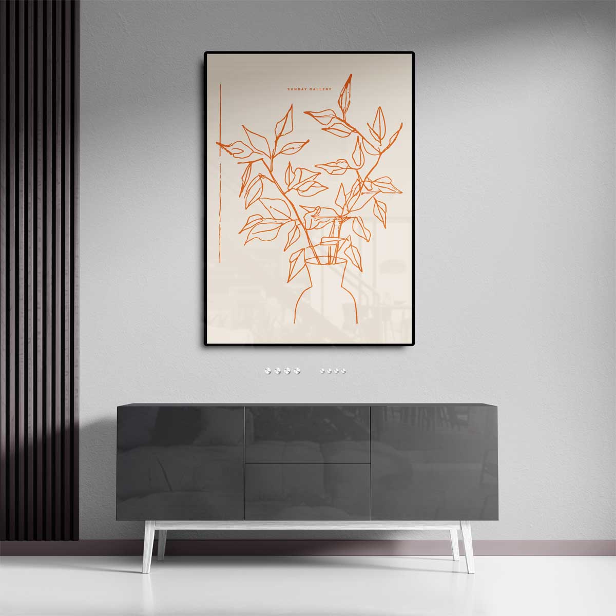 Lijntekening Bloemenvazen Kunstwerk-canvas-dibond-plexiglas-wanddecoratie-WallArtistic