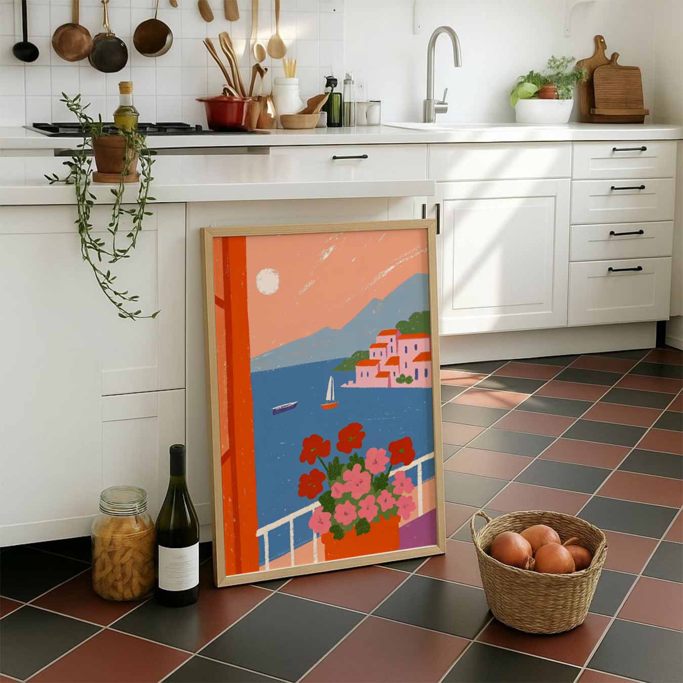 Zonnige Uitzicht op de Middellandse Zee Poster