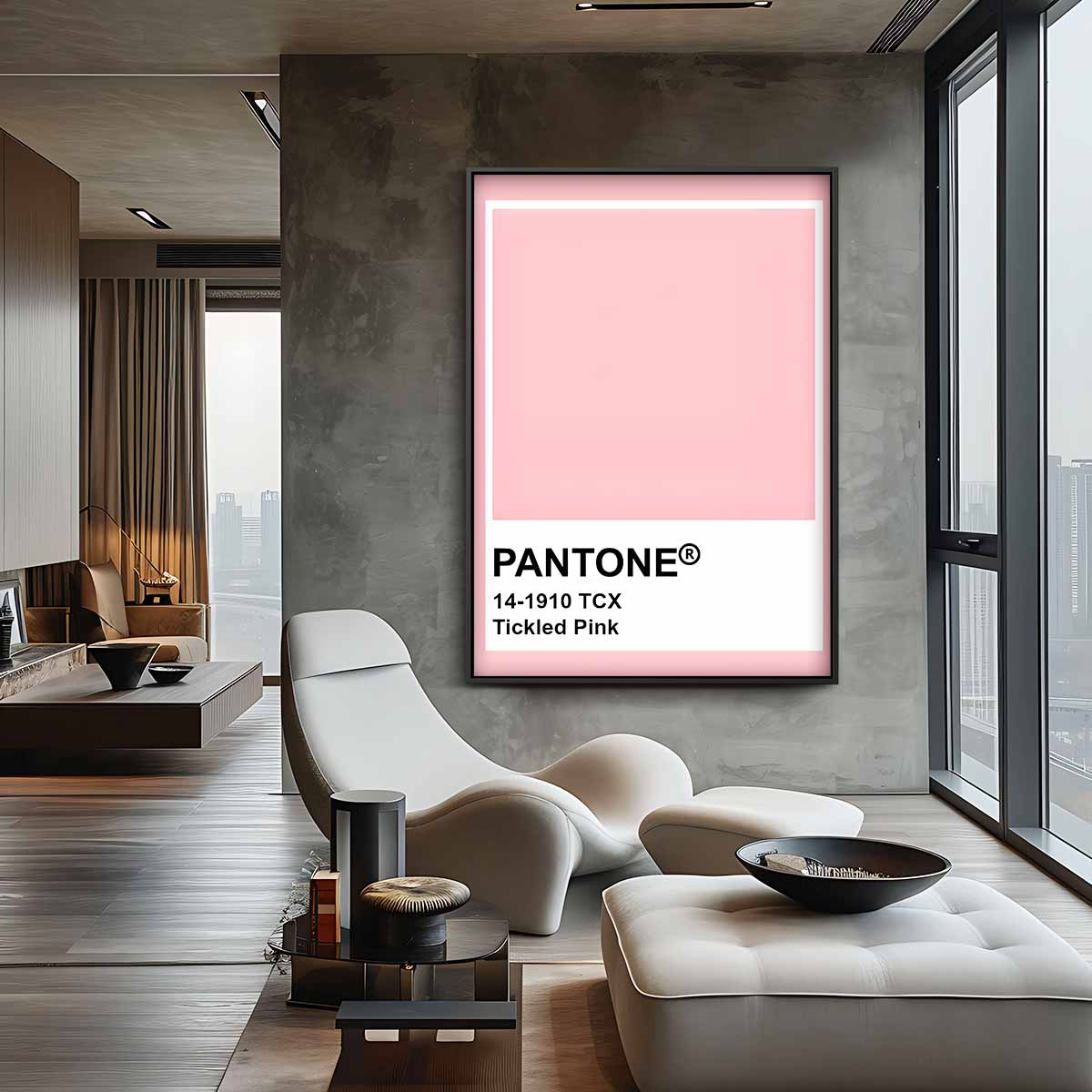 Zachtroze Expressie Kunstwerk-canvas-dibond-plexiglas-wanddecoratie-WallArtistic