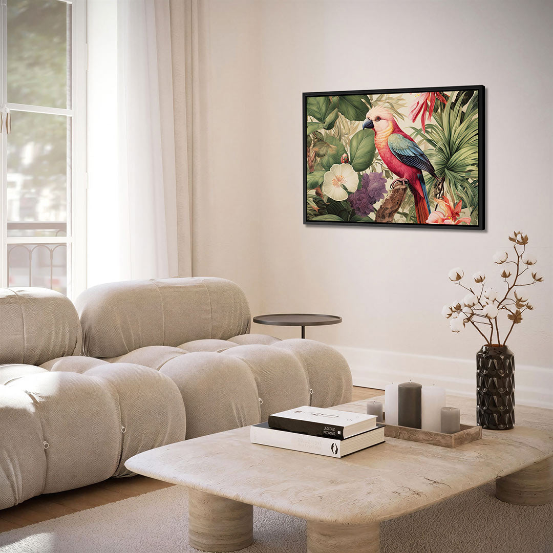 Exotische vogel en bloemen Kunstwerk