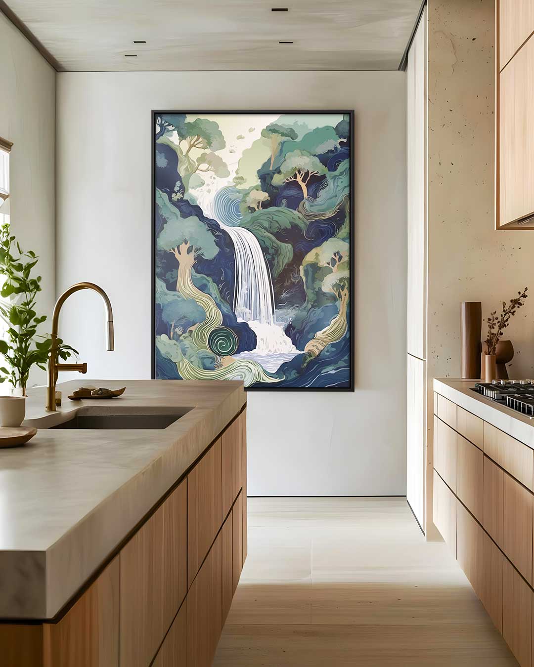 Magische Boswaterval Kunstwerk-canvas-dibond-plexiglas-wanddecoratie-WallArtistic