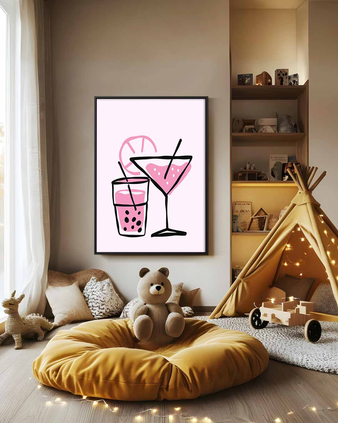 Verfrissende Cocktail Illustratie Kunstwerk-canvas-dibond-plexiglas-wanddecoratie-WallArtistic