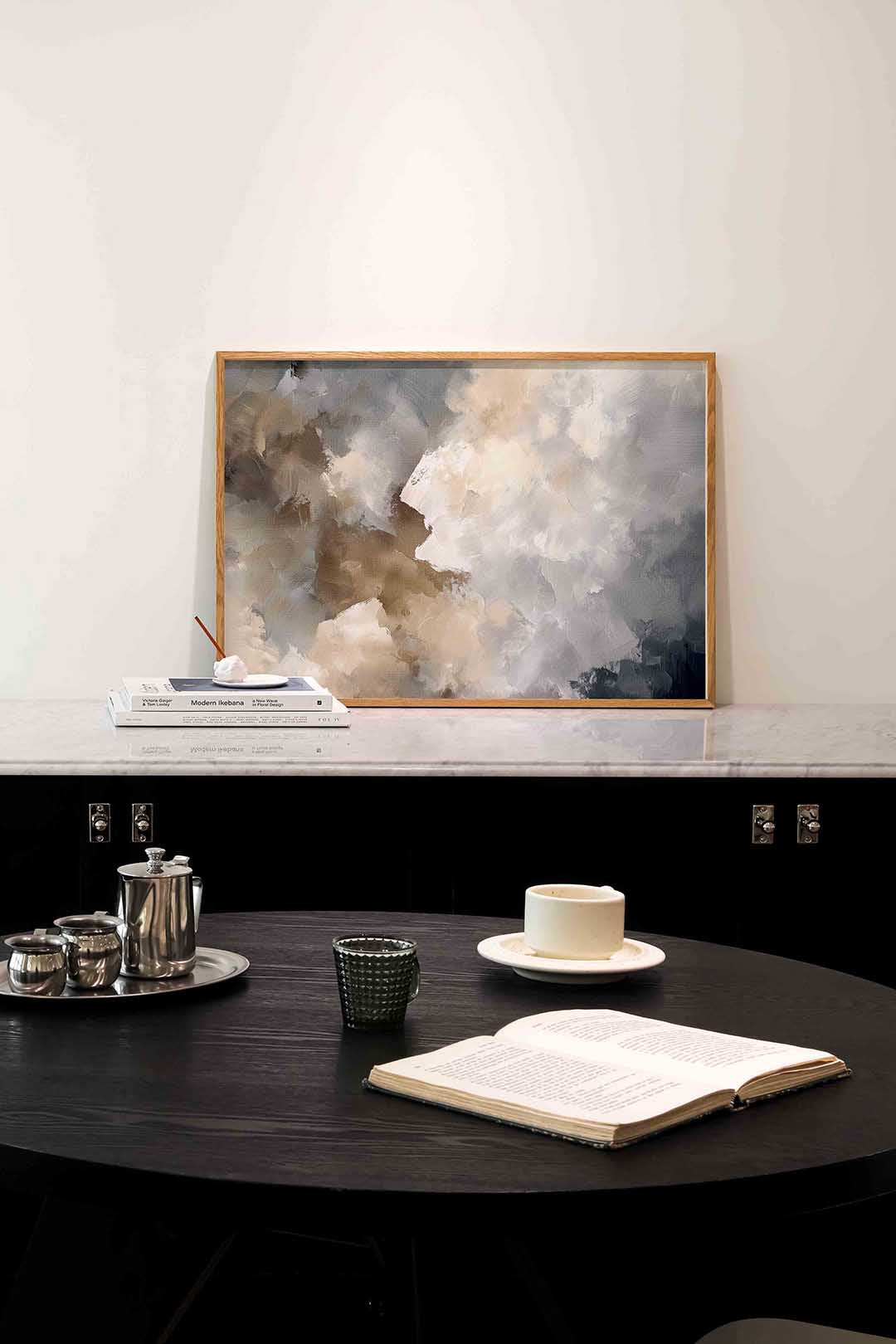 Abstracte beige en grijze Poster