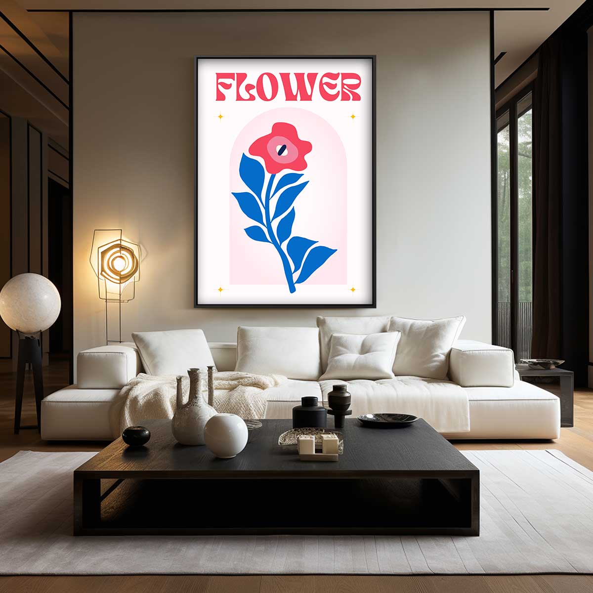 Retro Bloemenposter Kunstwerk-canvas-dibond-plexiglas-wanddecoratie-WallArtistic