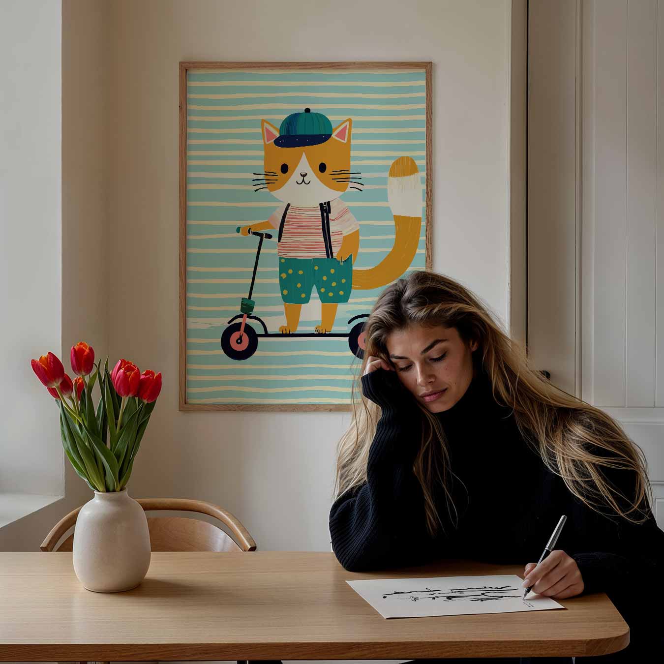 Speelse Kat op Step Poster