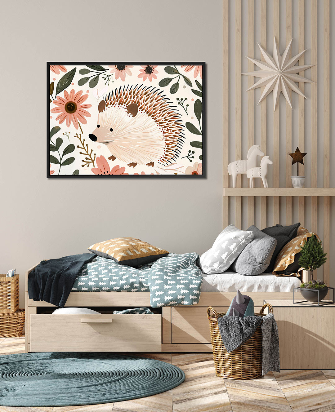 Egel en bloemen Kunstwerk