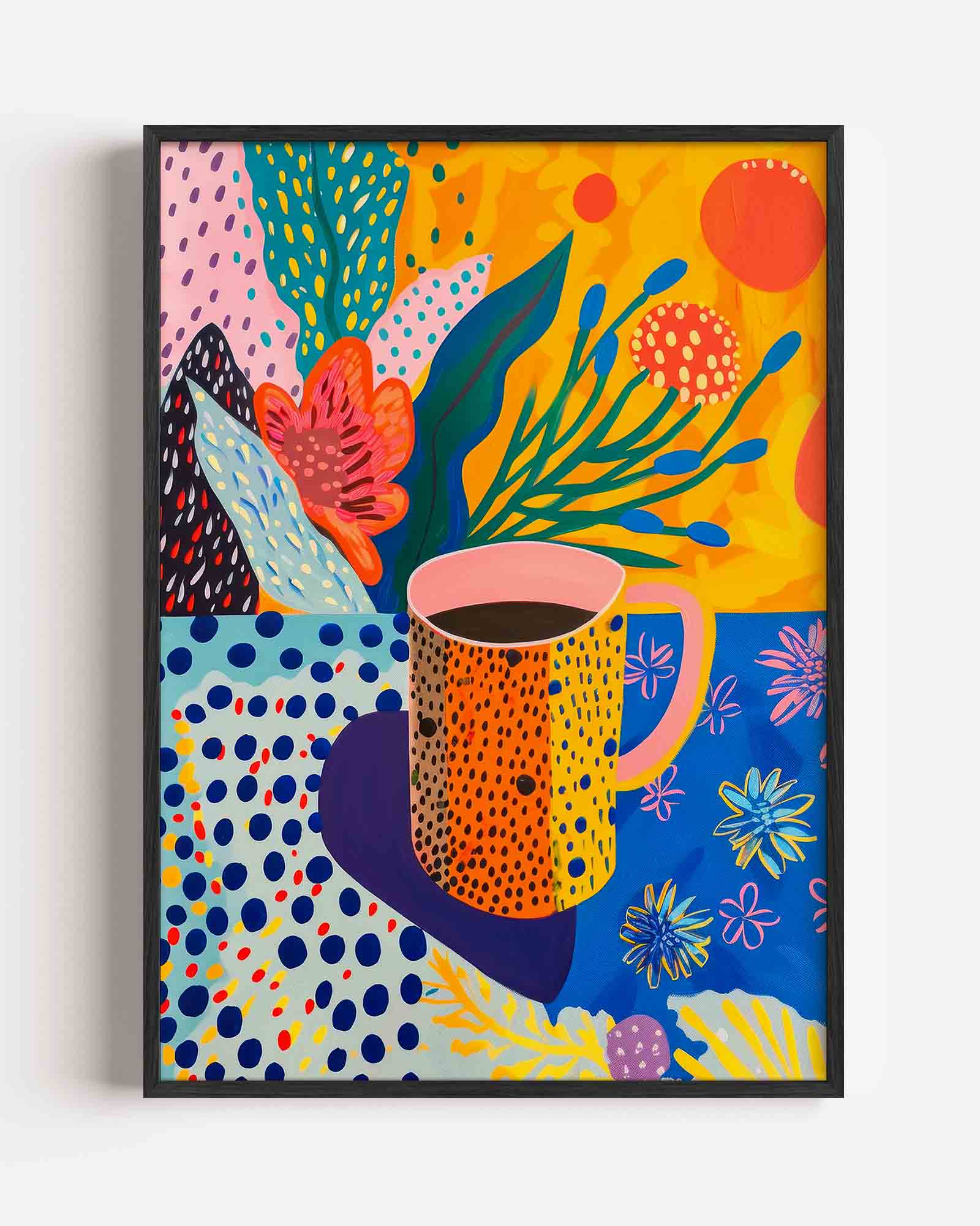 Bloemen en mok Poster