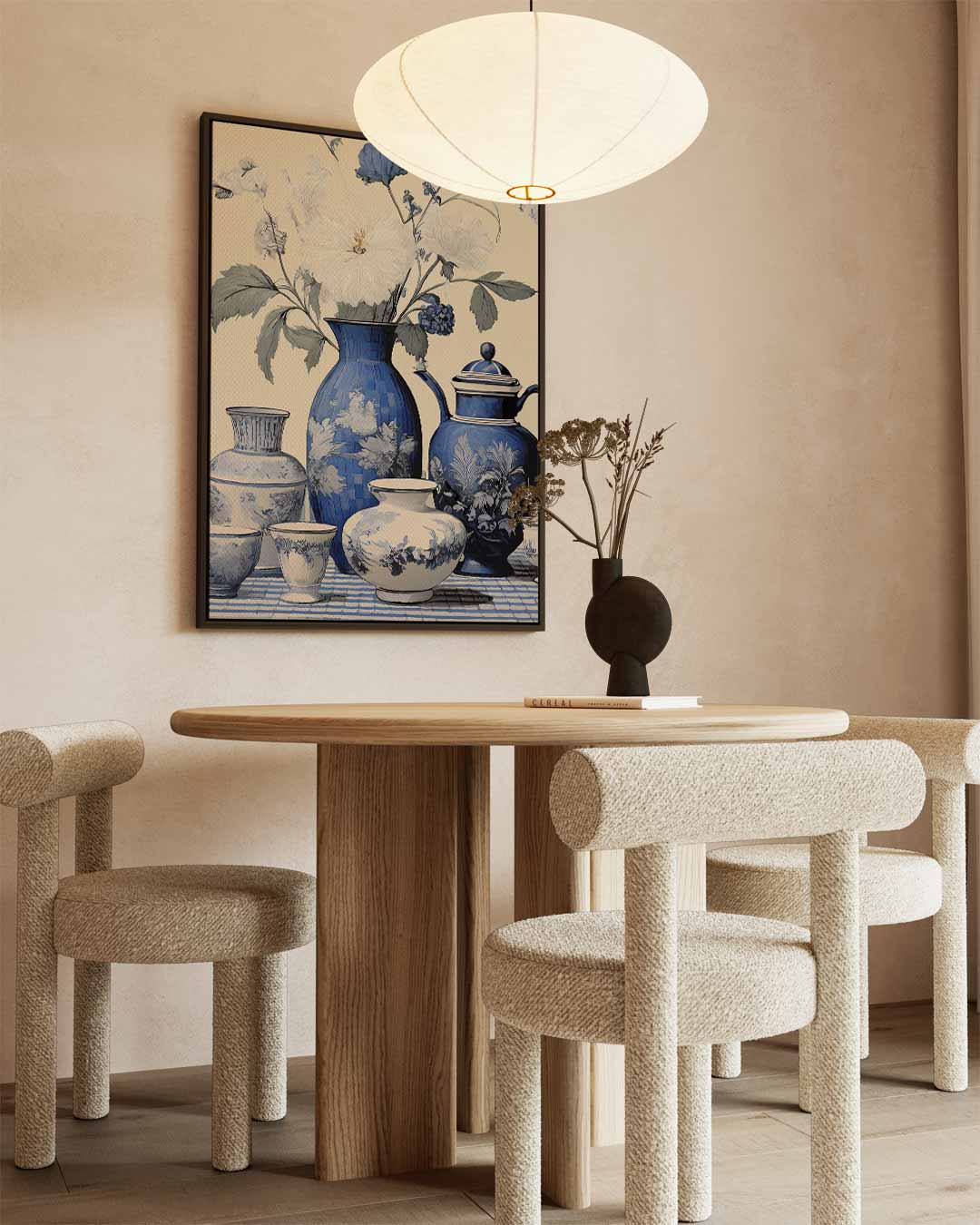 Blauwe Vaas Met Bloemen Kunstwerk-canvas-dibond-plexiglas-wanddecoratie-WallArtistic