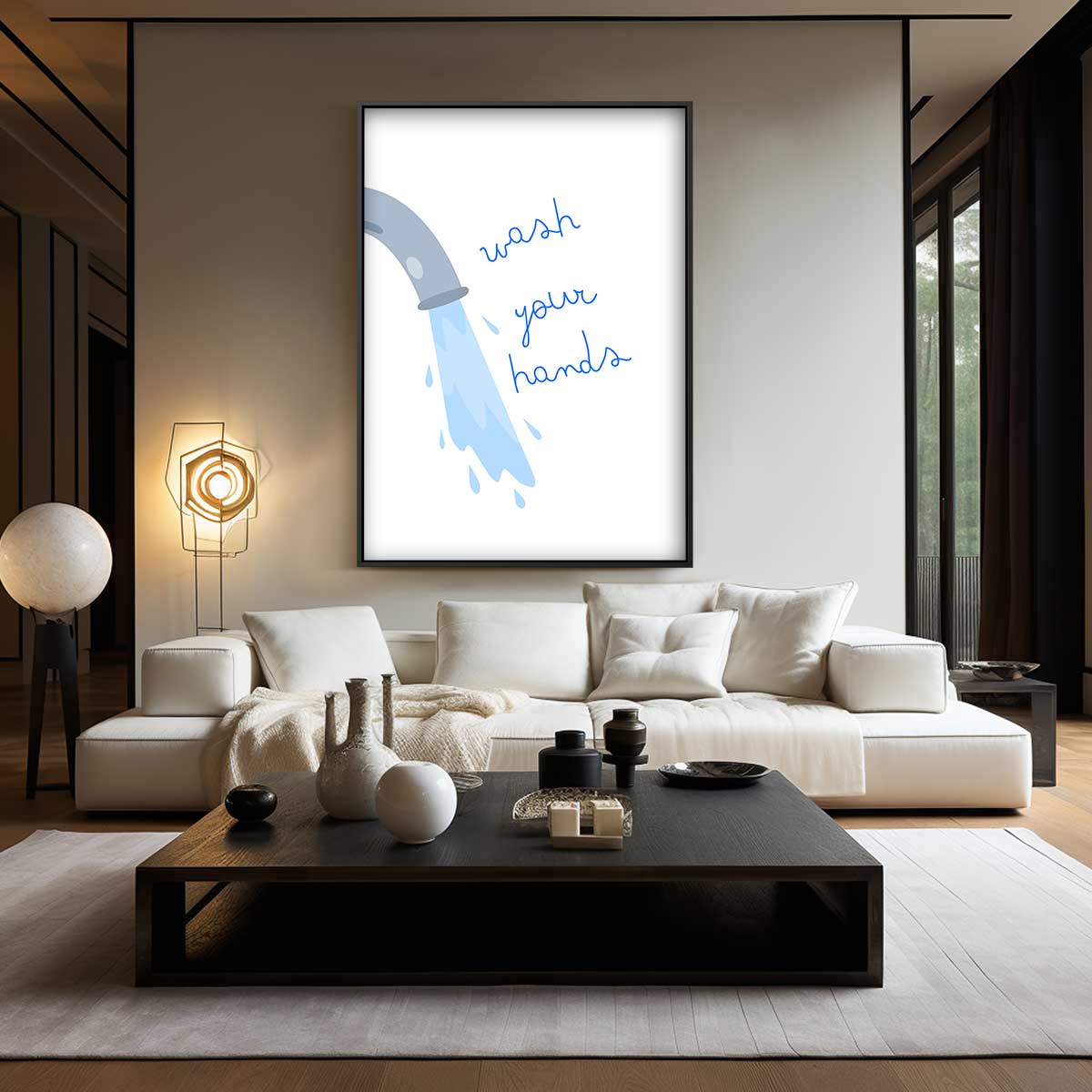 Handen Wassen Illustratie Kunstwerk-canvas-dibond-plexiglas-wanddecoratie-WallArtistic