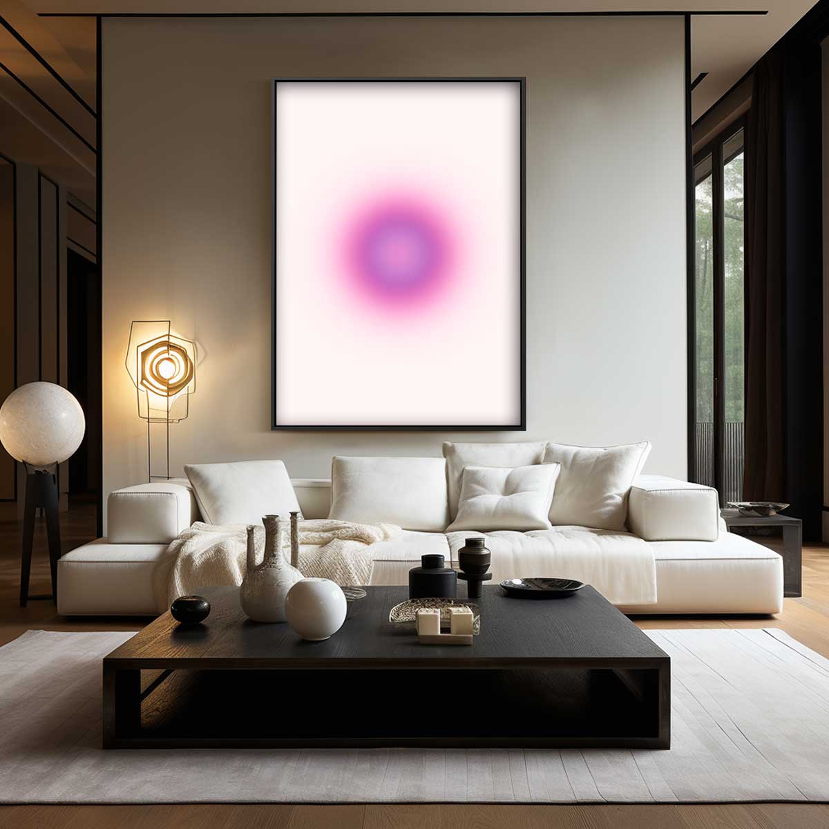 Vloeiende Roze Cirkel Kunstwerk-canvas-dibond-plexiglas-wanddecoratie-WallArtistic