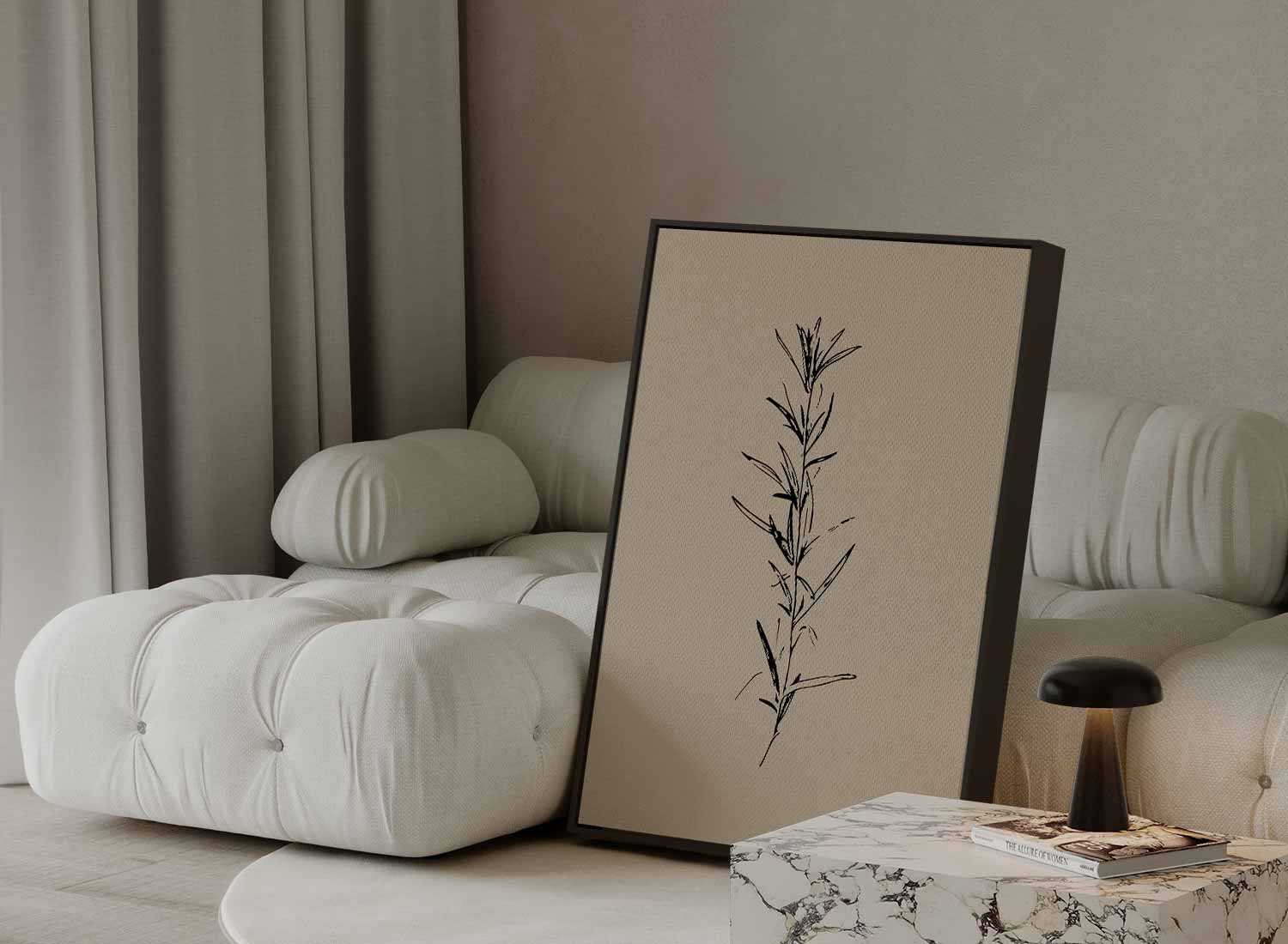 Elegante Botanische Schets Kunstwerk-canvas-dibond-plexiglas-wanddecoratie-WallArtistic