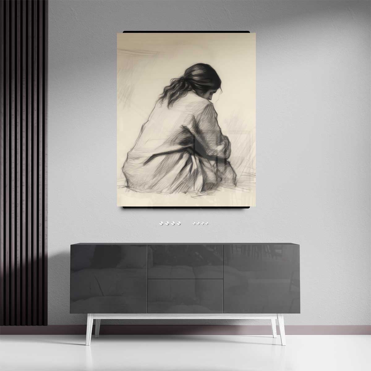 Intiem Moment in Potlood Kunstwerk-canvas-dibond-plexiglas-wanddecoratie-WallArtistic