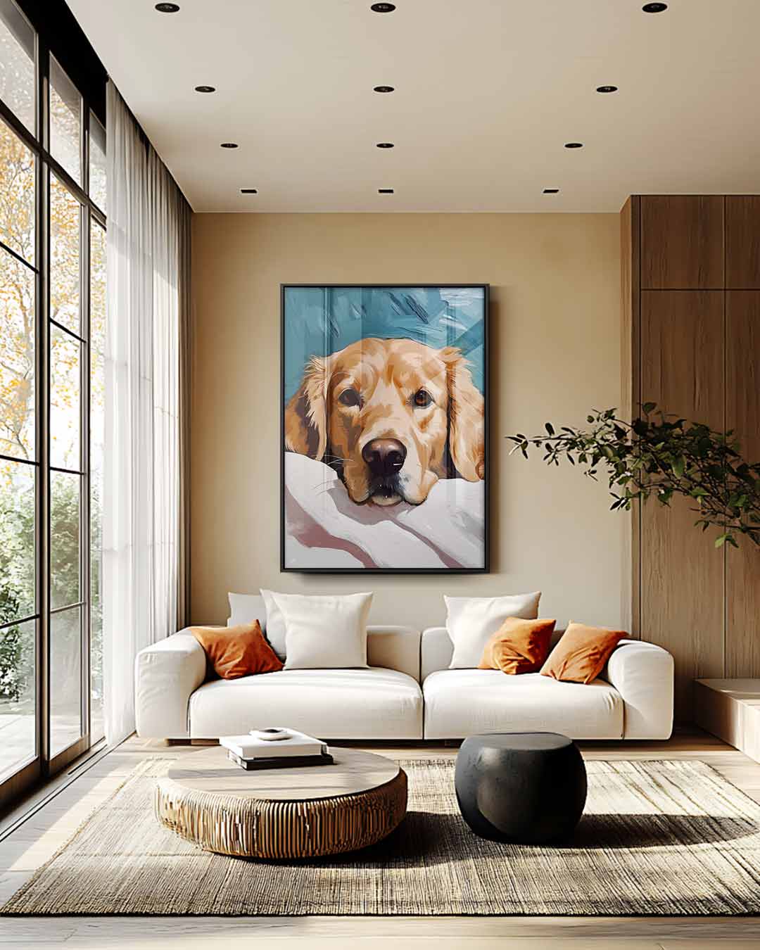 Schattige Hond aan het Chillen Kunstwerk-canvas-dibond-plexiglas-wanddecoratie-WallArtistic
