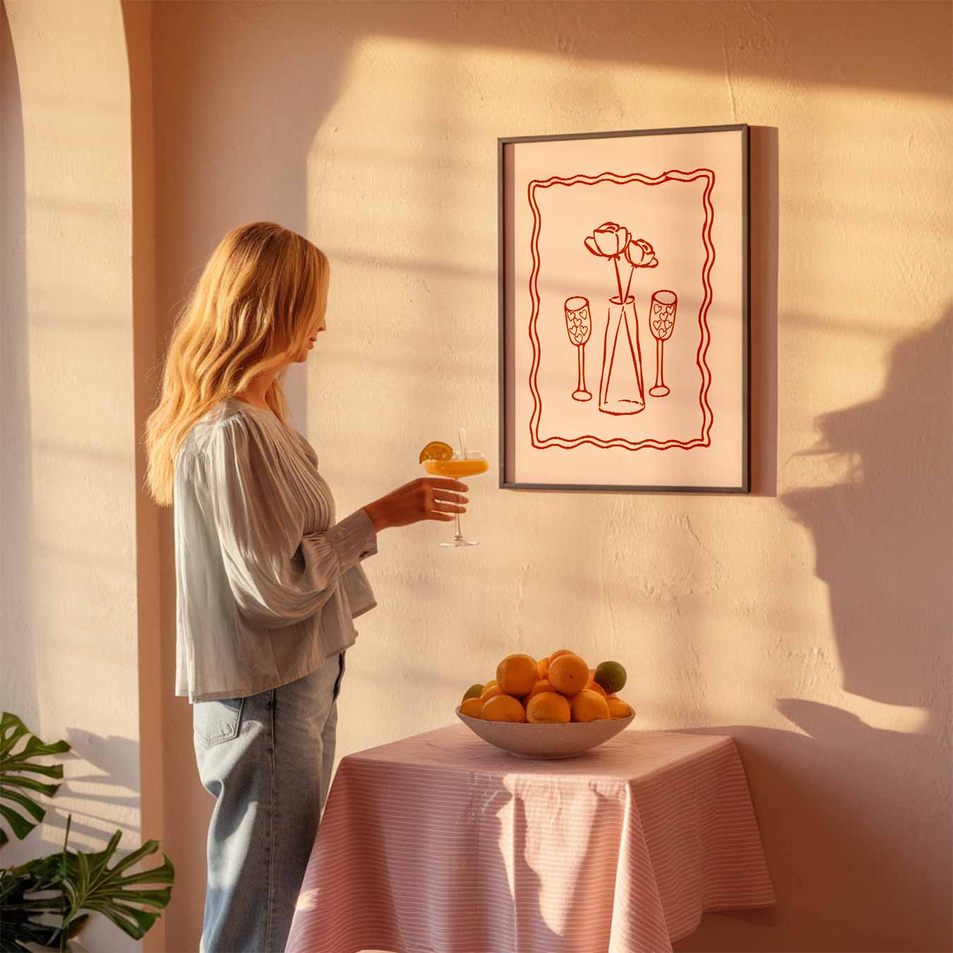 Romantische Bloemen en Hartjes Poster