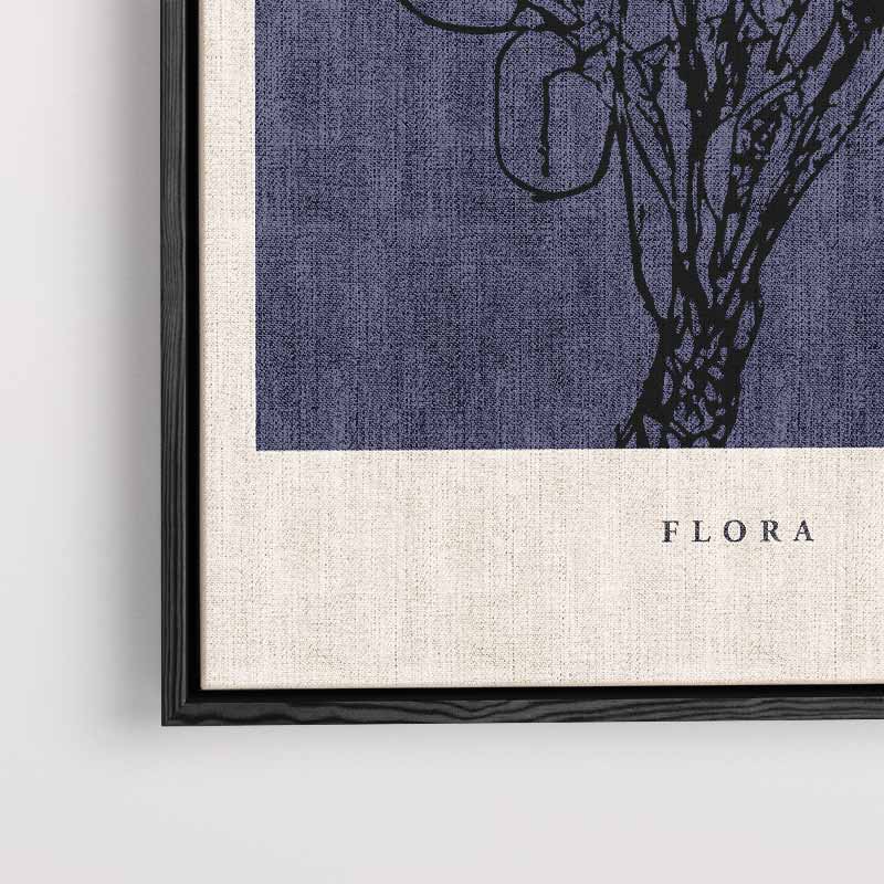 Flora in Donkerblauw Kunstwerk-canvas-dibond-plexiglas-wanddecoratie-WallArtistic