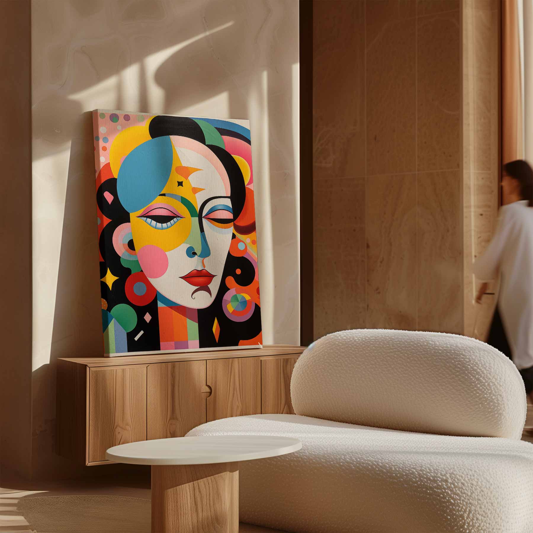 Kleurrijke Dromenportret Kunstwerk-canvas-dibond-plexiglas-wanddecoratie-WallArtistic