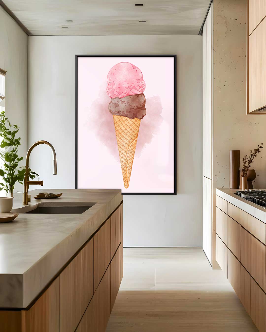 Zomerse IJshoorn Aquarel Kunstwerk-canvas-dibond-plexiglas-wanddecoratie-WallArtistic