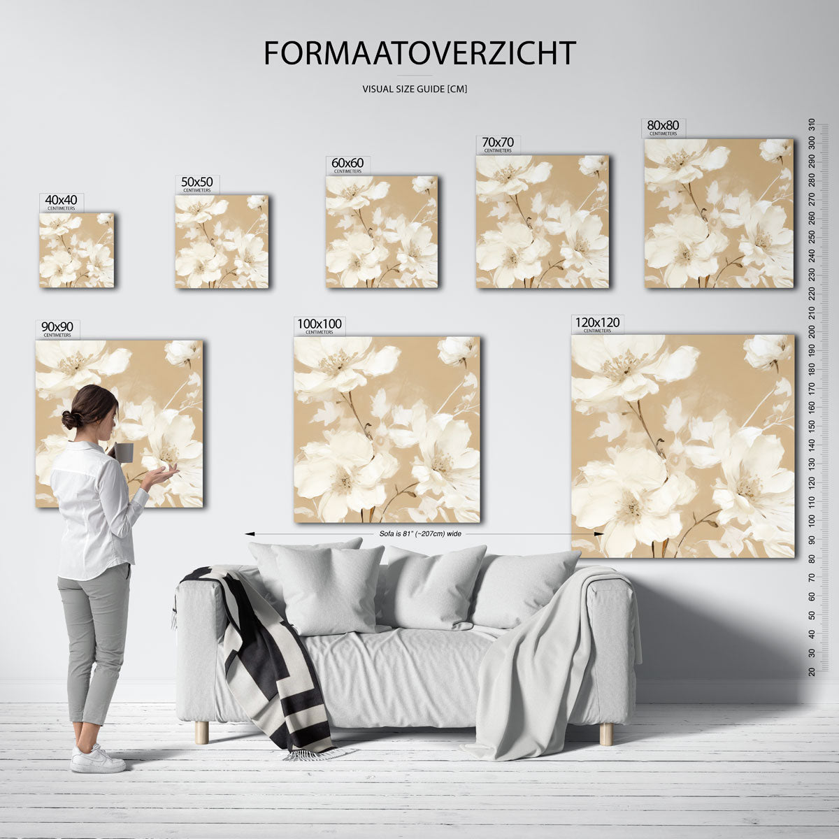 Witte bloemen Poster