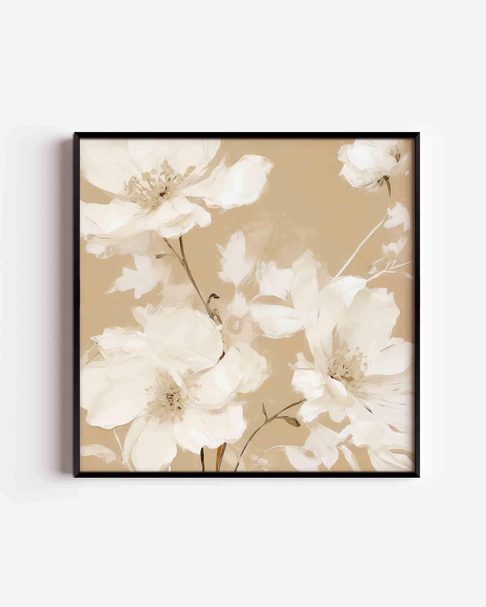 Witte bloemen Poster