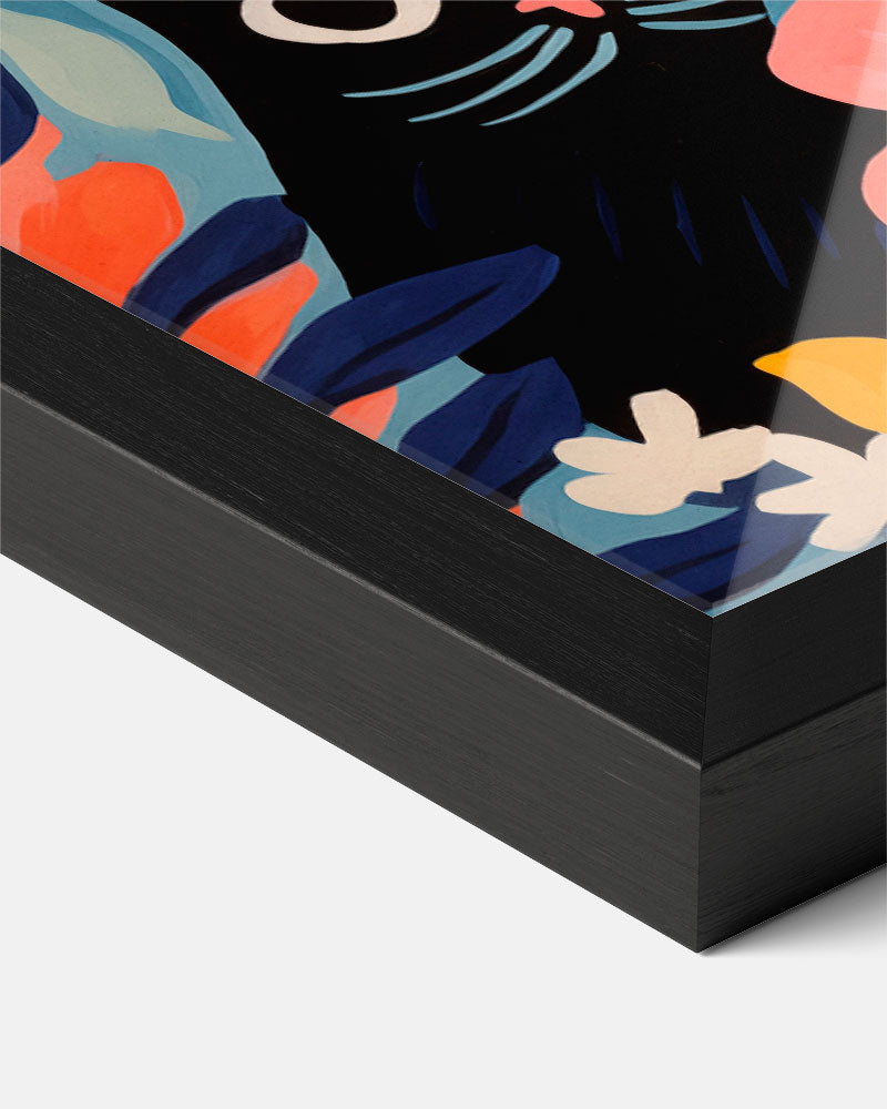 Bloemrijke Droomwereld Kat & Vrouw Poster-WallArtistic