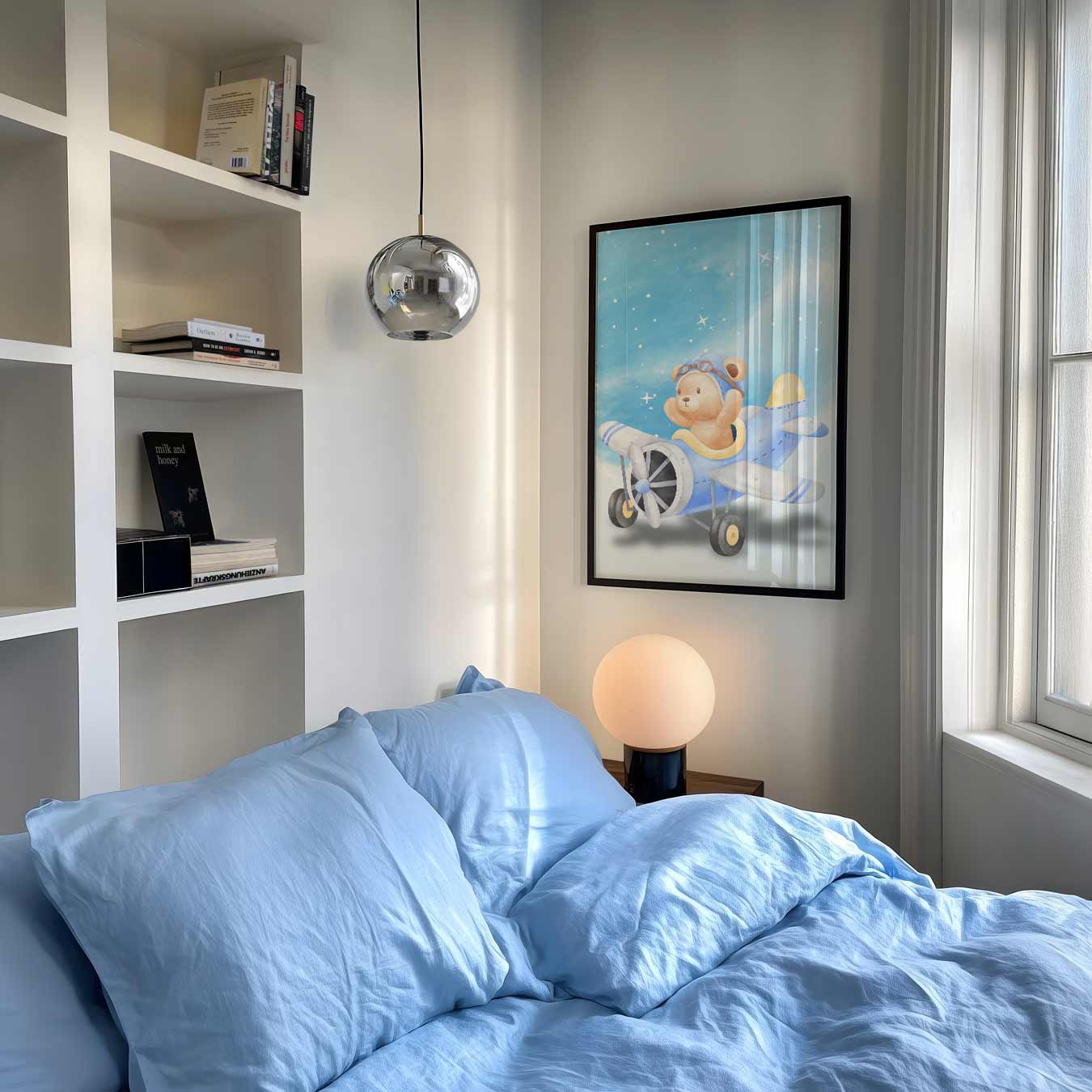 Beer in Vliegtuig Poster-WallArtistic