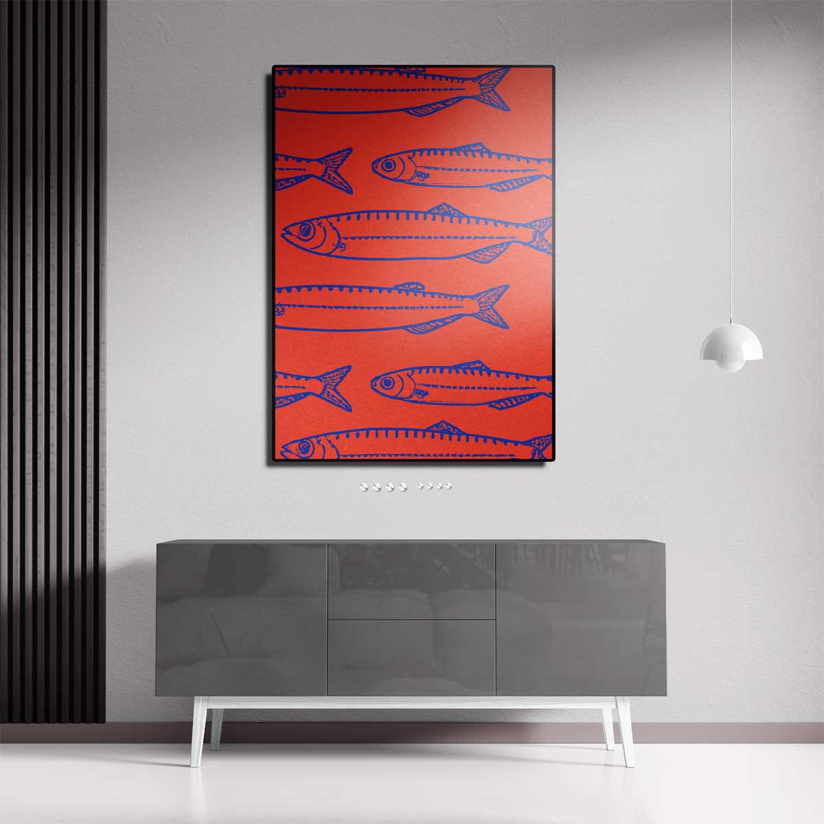 Sardine Patronen in Koraal Kunstwerk-canvas-dibond-plexiglas-wanddecoratie-WallArtistic