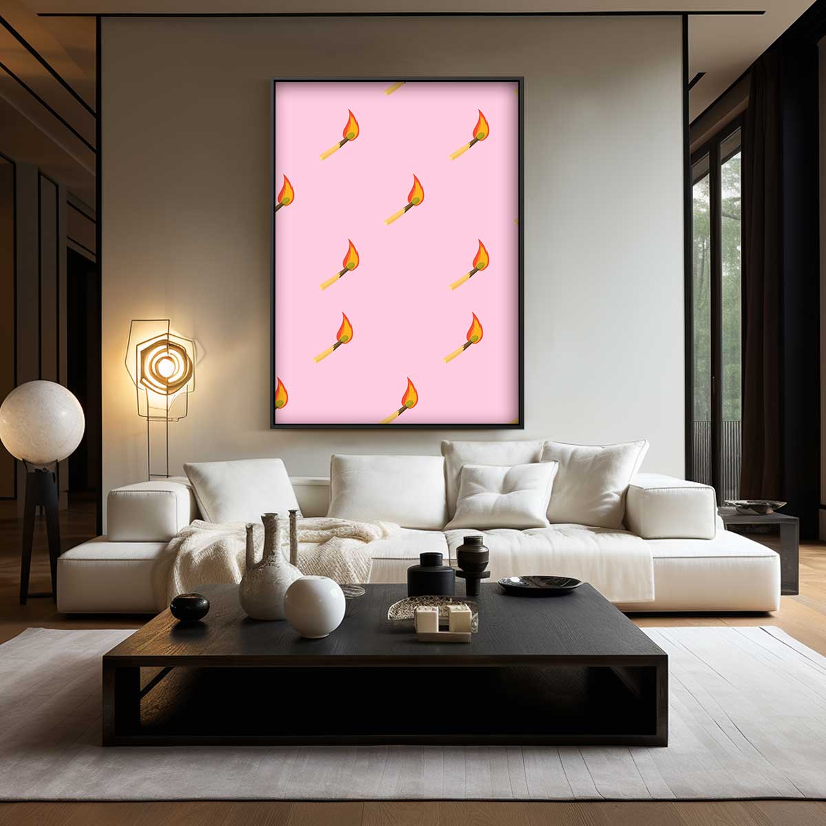 Vuur & Roze Kunstwerk-canvas-dibond-plexiglas-wanddecoratie-WallArtistic
