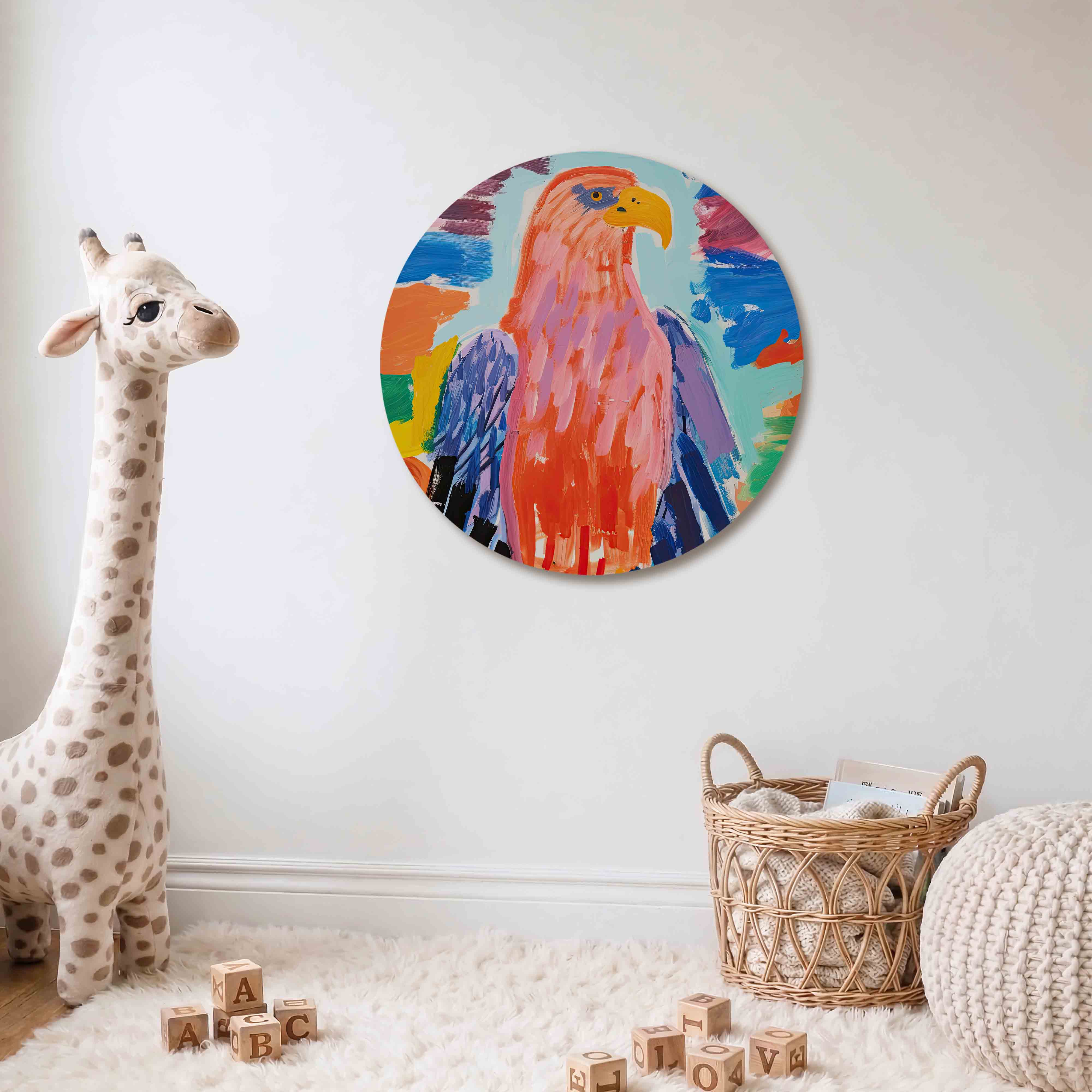Vogel met kleurrijke veren Muurcirkel