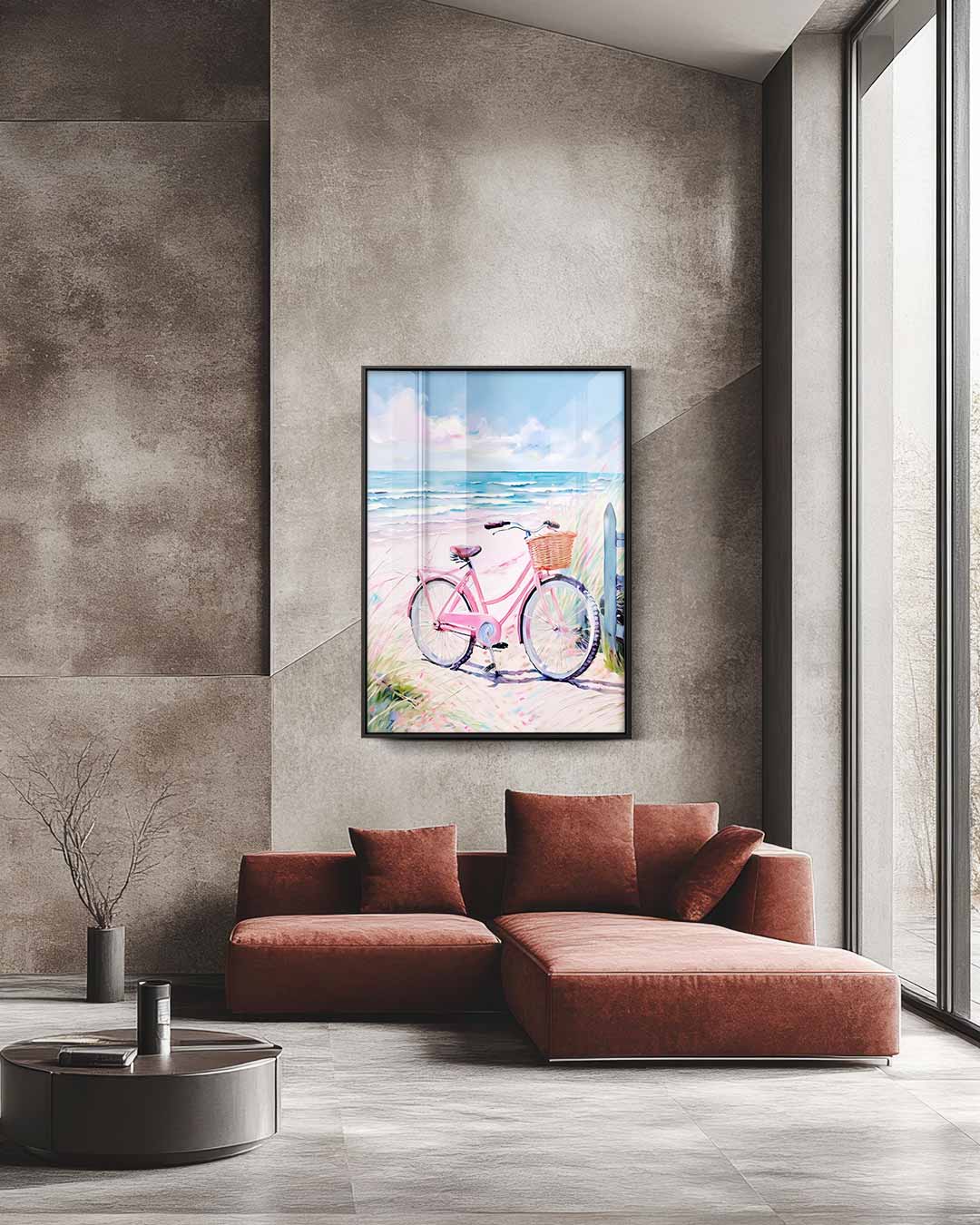 Nostalgische Strandfiets Kunstwerk-canvas-dibond-plexiglas-wanddecoratie-WallArtistic