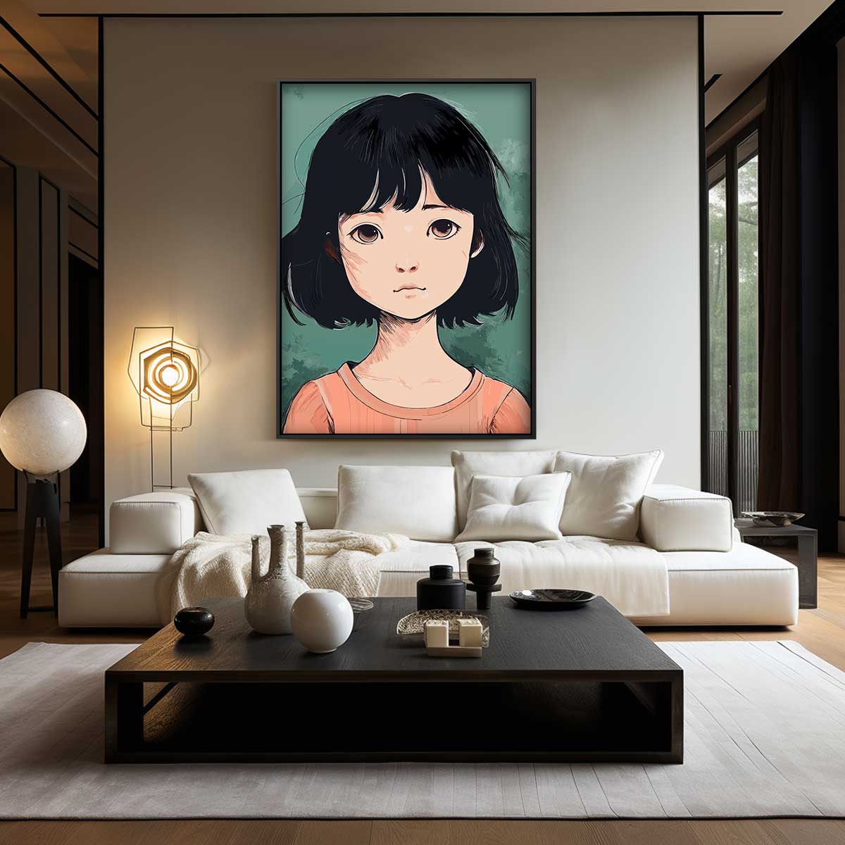 Dromerige Blik Portretkunst Kunstwerk-canvas-dibond-plexiglas-wanddecoratie-WallArtistic