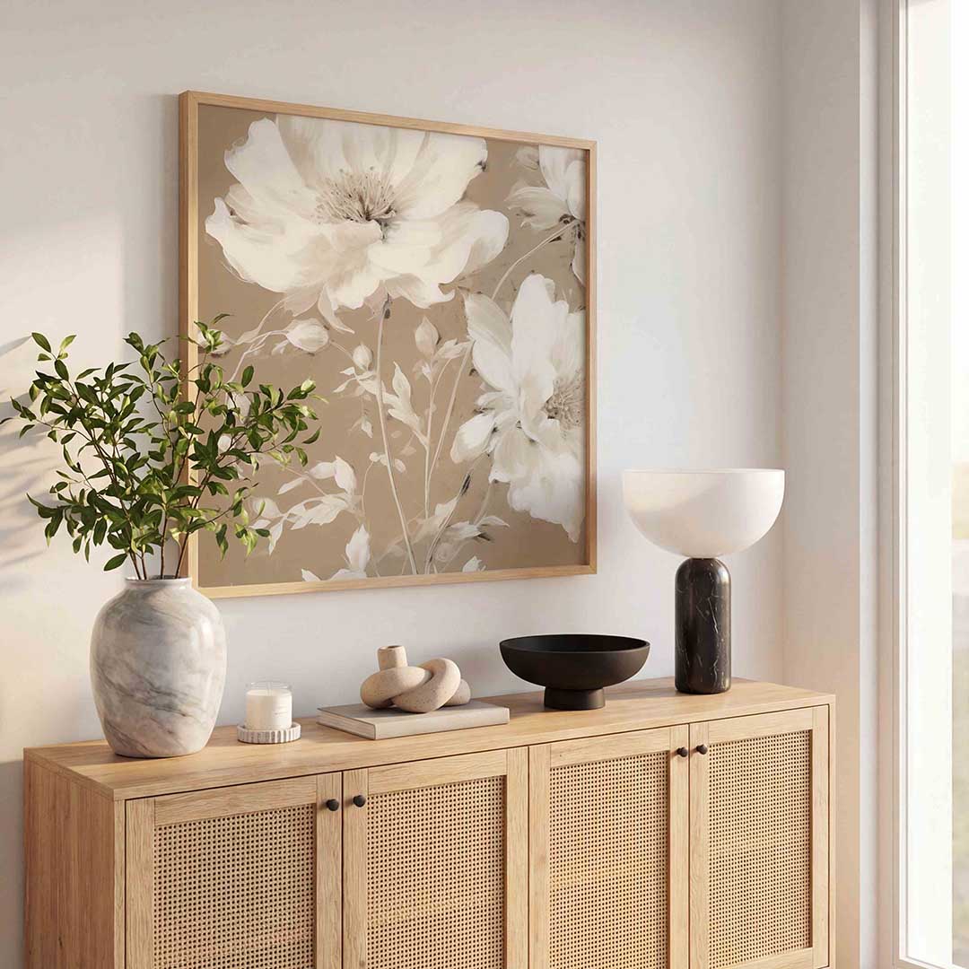 Bloemen op beige Poster