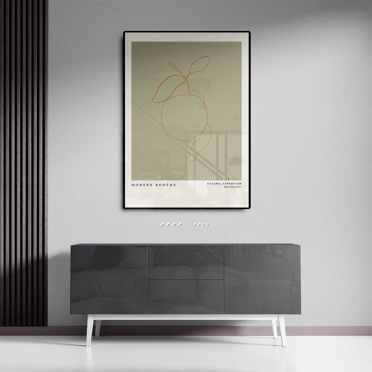 Modern Bohème Citroen Lijntekening Kunstwerk-canvas-dibond-plexiglas-wanddecoratie-WallArtistic