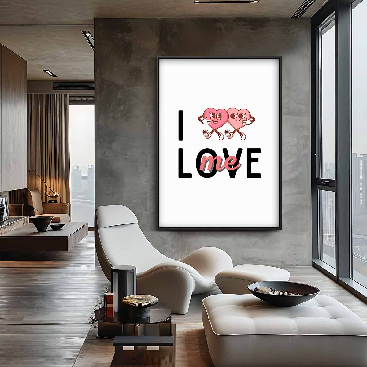 Liefdevolle Hartjes Illustratie Kunstwerk-canvas-dibond-plexiglas-wanddecoratie-WallArtistic