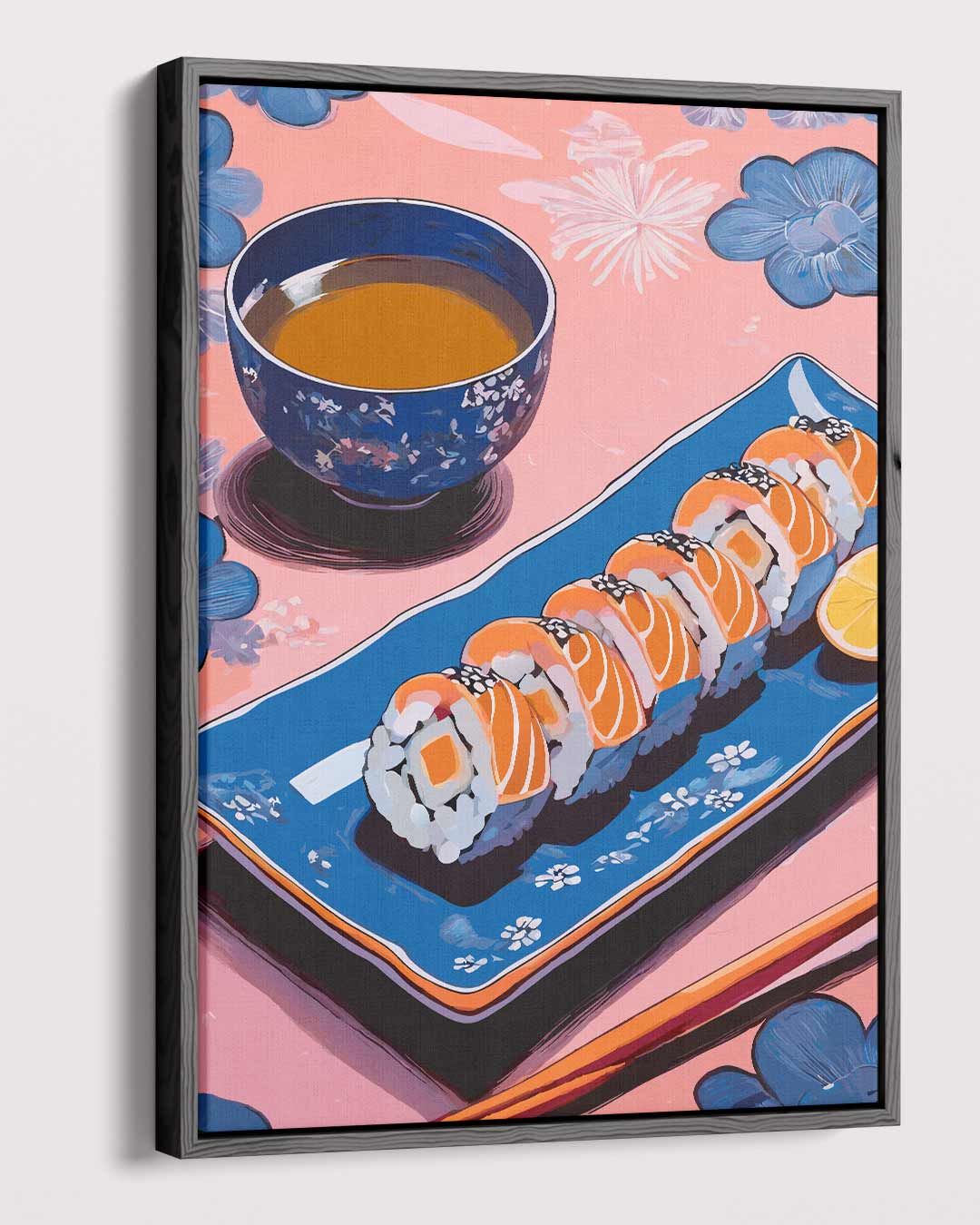 Sushi en Thee Illustratie Kunstwerk-canvas-dibond-plexiglas-wanddecoratie-WallArtistic