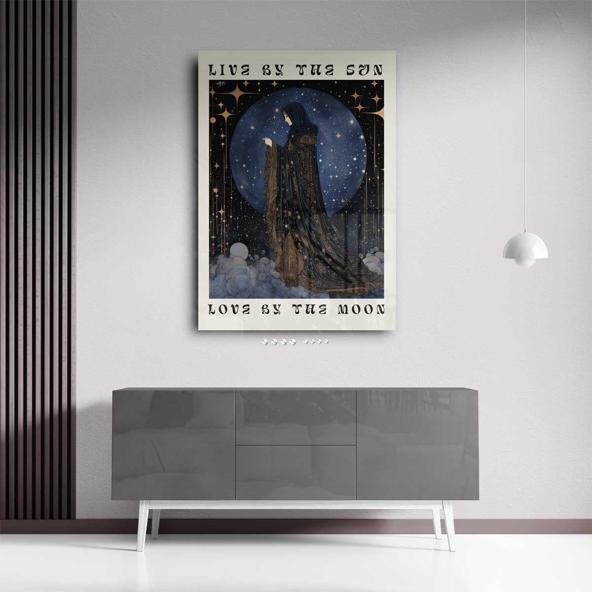 Mystieke Zon en Maan Vrouw Kunstwerk-canvas-dibond-plexiglas-wanddecoratie-WallArtistic