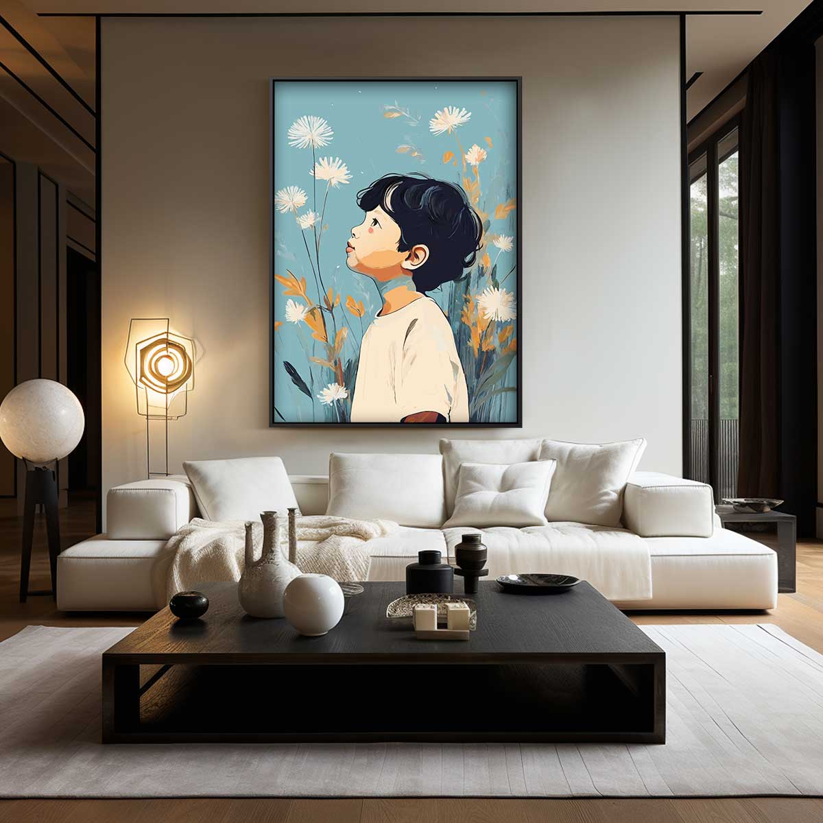 Dromend Tussen Bloemen Kunstwerk-canvas-dibond-plexiglas-wanddecoratie-WallArtistic