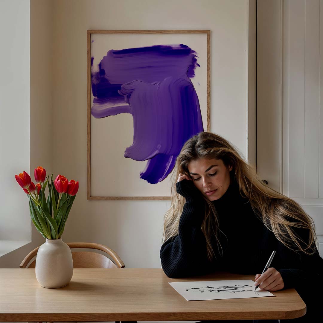 Abstracte Paarse Expressie Poster-WallArtistic