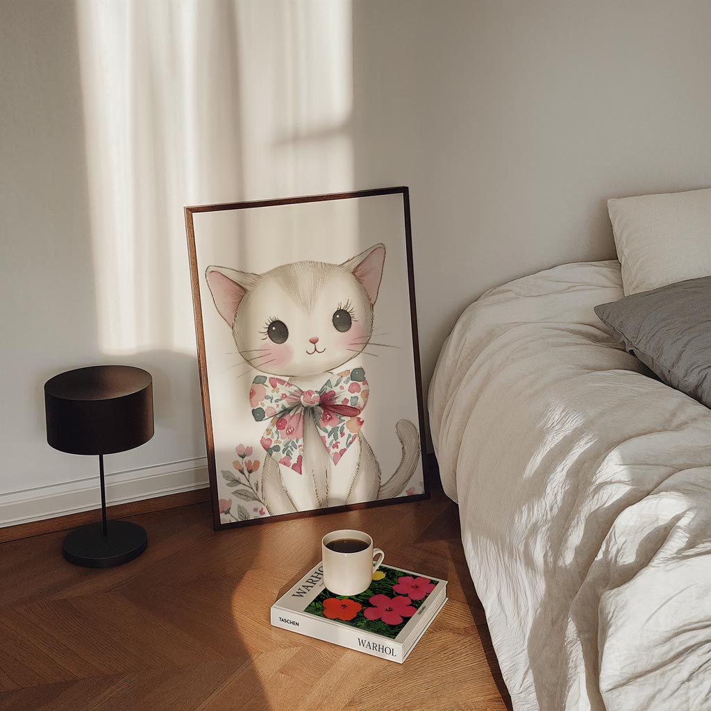 Kat met Strik Poster-WallArtistic