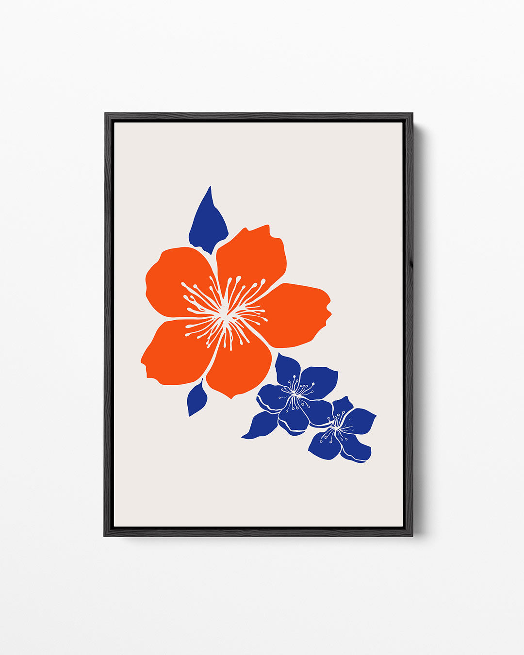 Bloemmotief in contrast Kunstwerk