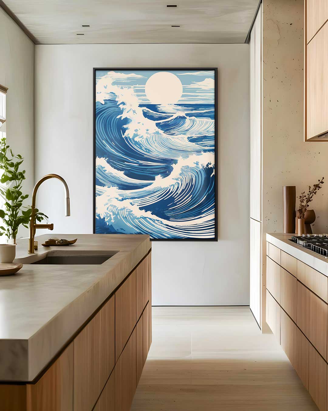 Golven van de Zonsondergang Kunstwerk-canvas-dibond-plexiglas-wanddecoratie-WallArtistic